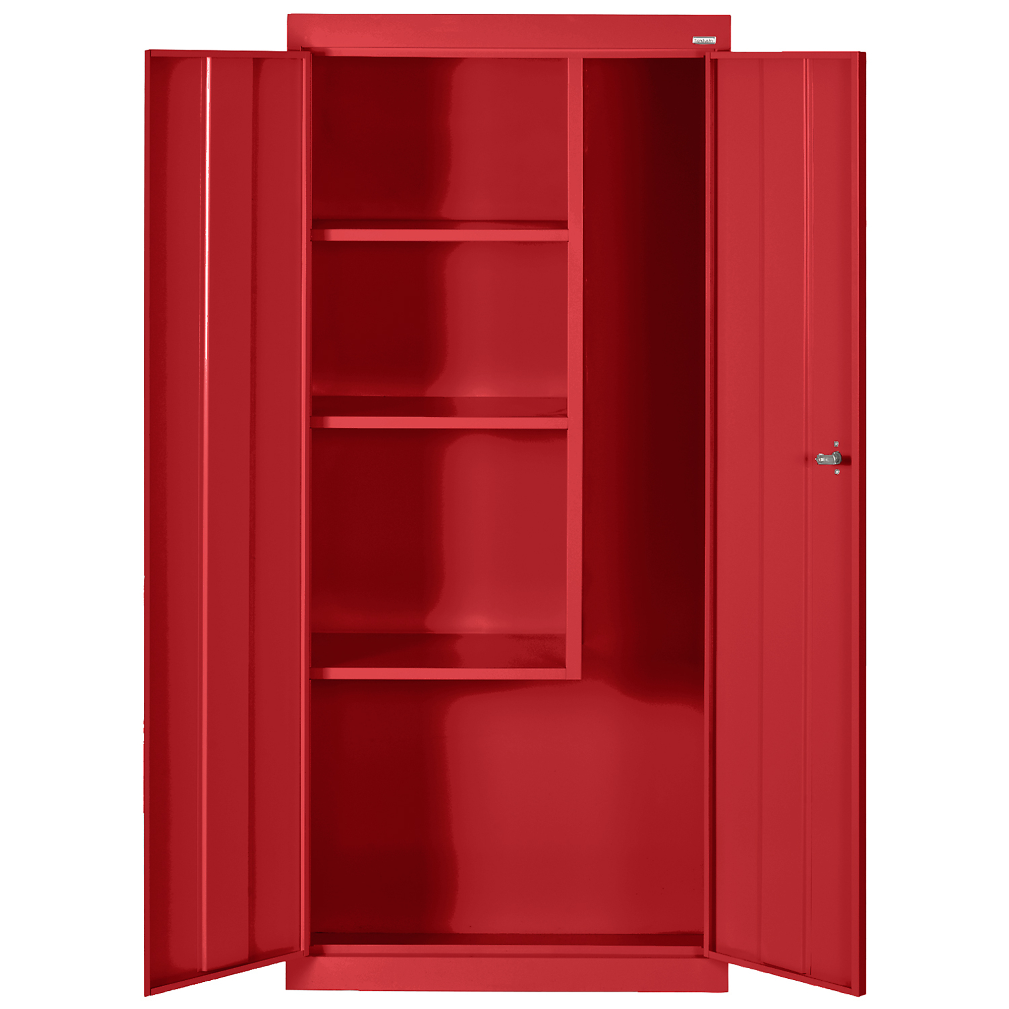 Sandusky Lee Supply Cabinet - 30in. x 18in. x 66in., Steel, Red, Lockable, Model# VFC1301866-01